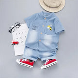 New Summer Baby Boys Denim Clothing Children Casual Short Sleeve Shirt Shorts 2Pcs/Set Kids Sportswear Toddler Fashion Wear