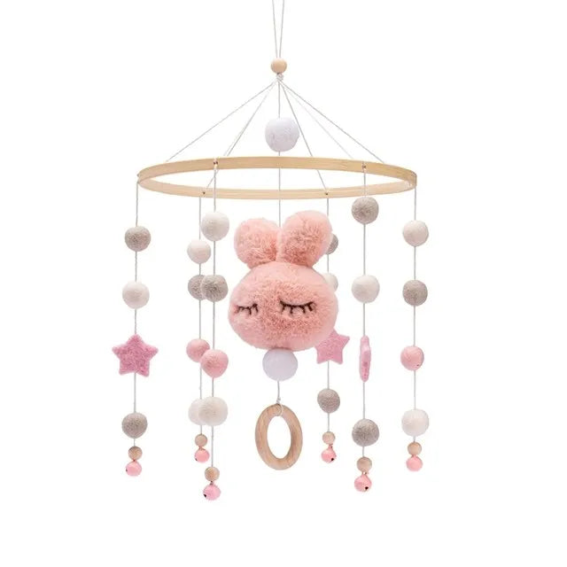 Baby Crib Bed Bell Musical Box Holder Arm Toy Foldable Imitation Wood Grain Infant Bed Decoration Toys Baby Bed Toys Educational