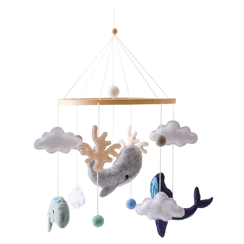 Baby Crib Bed Bell Musical Box Holder Arm Toy Foldable Imitation Wood Grain Infant Bed Decoration Toys Baby Bed Toys Educational