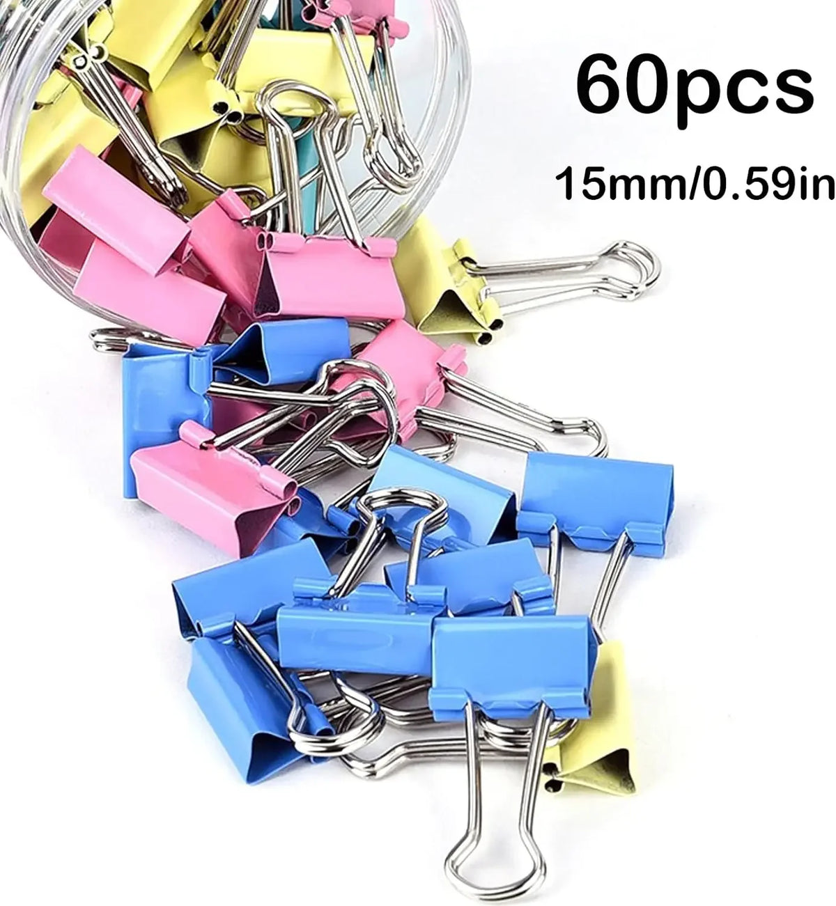 60pcs Mini Binder Clips Color Binder Clip Small Paper Clip 15mm 5/8 Inch Micro Size Office Clips for Home School Office Business