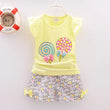 Baby Girls Clothes Sets for Kids T-shirt Tops+Short Pants Clothes Sets Toddler Girl Lollipop Printed Summer Infant Clothing Sets