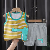 2PCS Children Clothing Vest Suit Children's Sets Summer Cotton T-Shirts Shorts Boys Girls Sleeveless Kids Clothes for baby