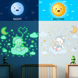 Cartoon Bunny Balloon Luminous Wall Stickers Glow In The Dark Wallpaper For Kids Room Living Room Nursery Home Decoration Decals