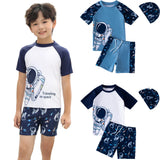 Summer Children's Swimsuit Boy Short Sleeve Beachwear Anstronaut Kids Cartoon Cute Quick Drying Boys Swimsuit Set Boys Swim Suit