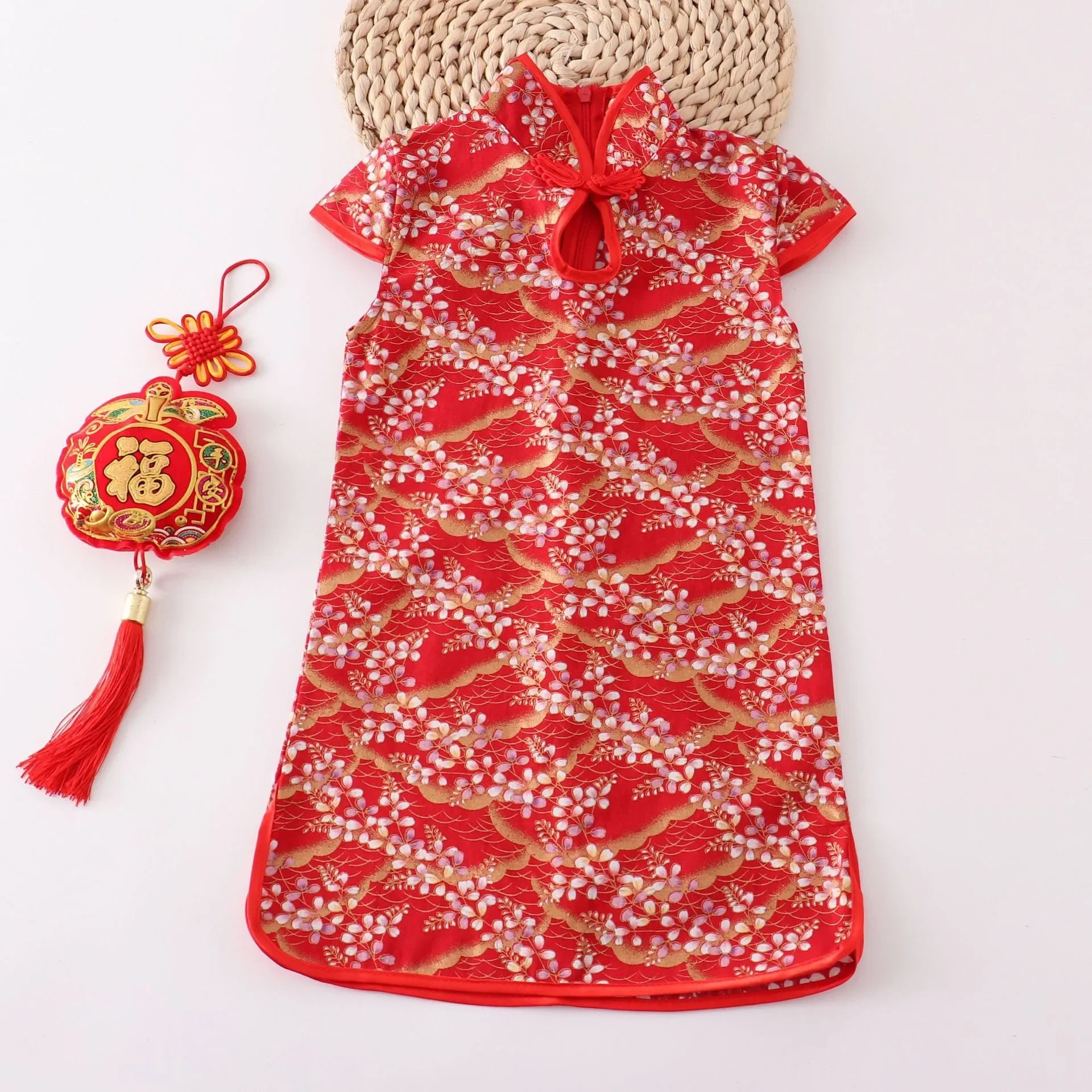 Show Summer Dress Girl Cheongsam Fashion Red Girls Dresses Children Chinese Traditional Clothing Casual Kids Qipao Vestidos