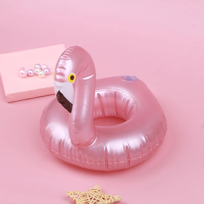 Mini Inflatable Flamingo Pool Float Toys Drink Float Cup Holder Party Toys