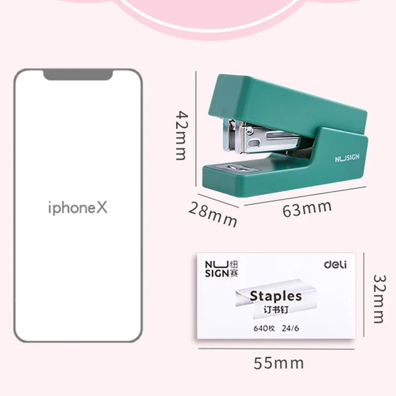 DELI Mini Stapler Set Portable Color Paper Binding Machine Use 24/6 26/6 Staples Fashion Stationery Office Supplies