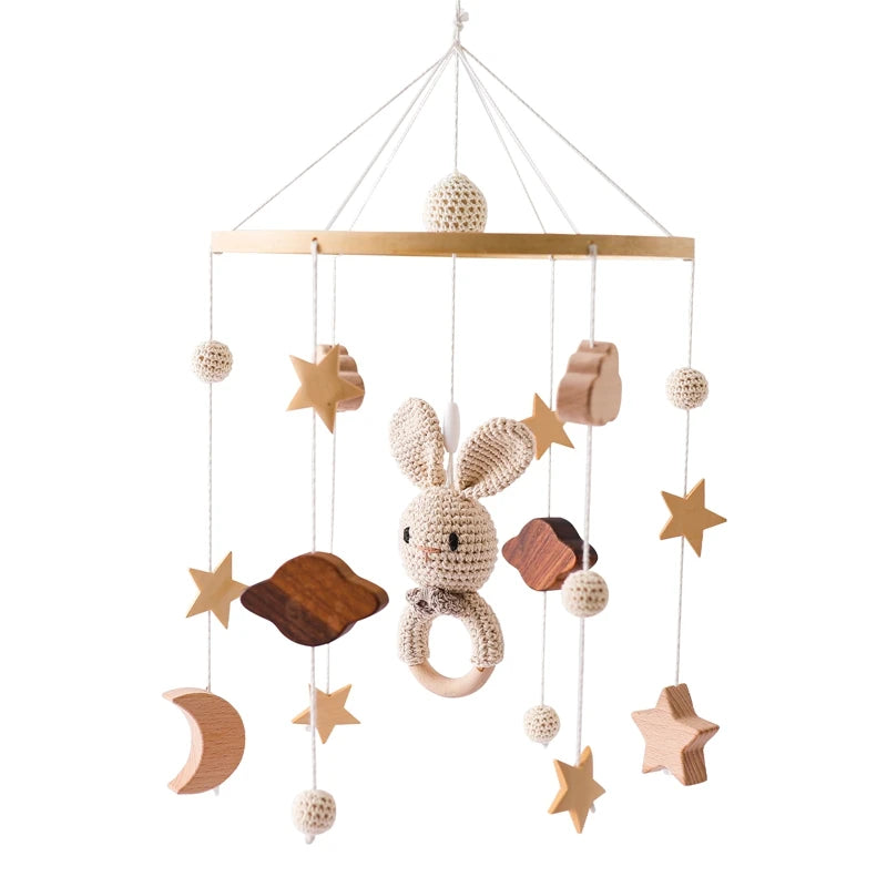 Baby Wooden Boho Rainbow Bed Bell Rattles Toys Hanging Pendant Newborn Toys Mobile Crib Bracket Montessori Toys Baby Birth Gift