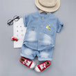 New Summer Baby Boys Denim Clothing Children Casual Short Sleeve Shirt Shorts 2Pcs/Set Kids Sportswear Toddler Fashion Wear