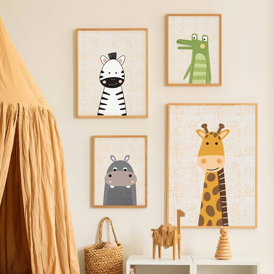 Lion Giraffe Elephant Zebra Monkey Nursery Wall Art Canvas Painting Nordic Posters And Prints Wall Pictures Baby Kids Room Decor