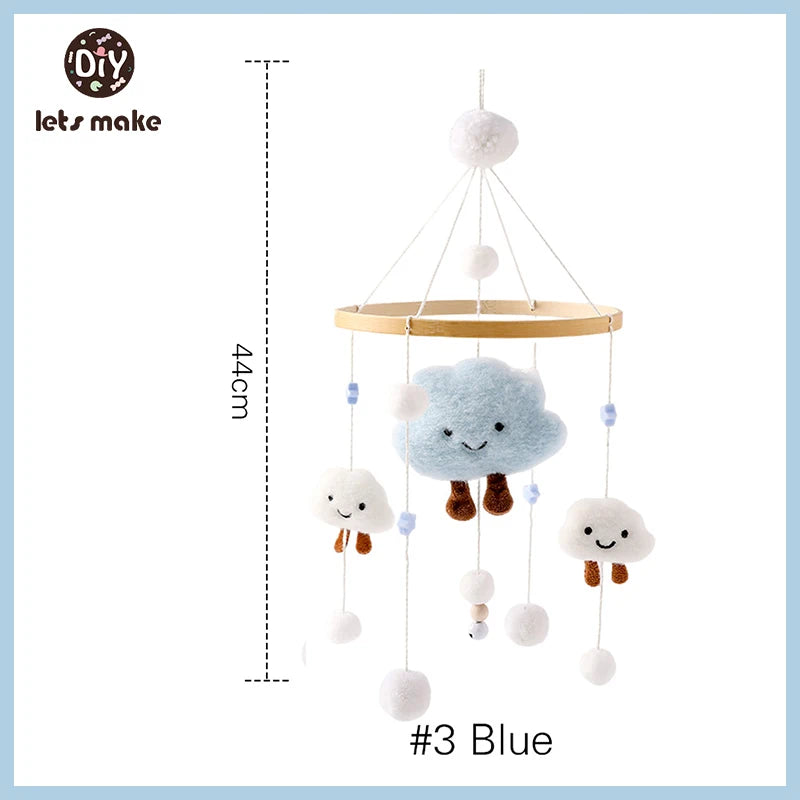 Let's Make Wooden Baby Rattles Soft Felt Cartoon Bear Cloudy Star Moon Hanging Bed Bell Mobile Crib Montessori Education Toys