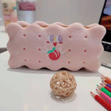 Kawaii Pencil Case High Capacity Plush Cookies Pen Bags Cartoon Brown Pen Box Girls Office School Supplies Stationary