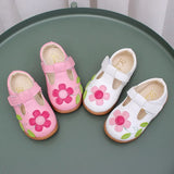 Children Leather Shoes Sweet Chic Princess Shoes for Girls Walking Causal Hollow-out Kids Fashion Flat Shoes Non-slip Hook Loop