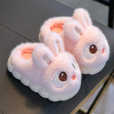 New Winter Cute Big eyed Rabbit Children's Waterproof Warm Non-slip Fluffy Slippers For Girls Boys Kids Indoor Home Cotton Shoes