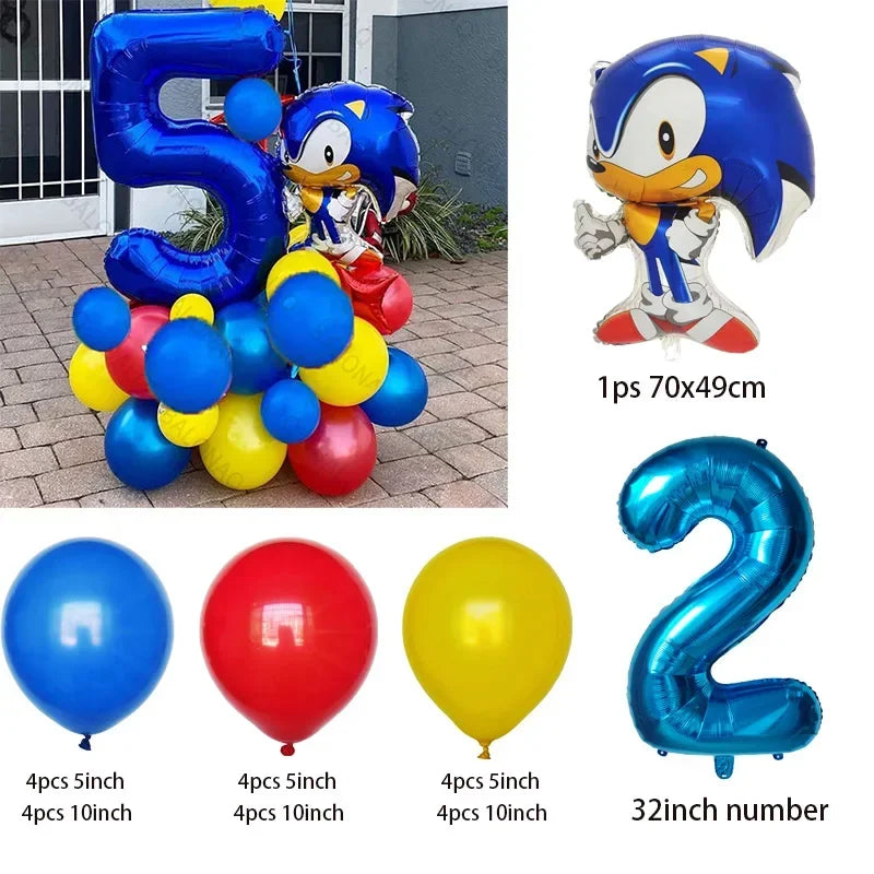 26pcs Blue Hedgehog Balloons Cartoon Sonic Balloon Baby Shower Kids Favors Birthday Party Decorations Kids Baby Shower Supplies