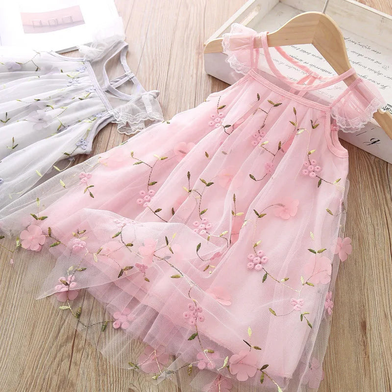 Summer New Floral Baby Girl Princess Dress, Wedding Party Children'S Clothing