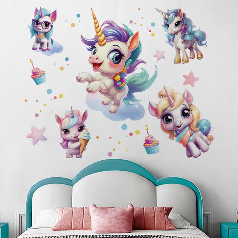 Unicorn Vinyl Child Wall Sticker For Baby Room Decoration Bedroom Accessories Furniture Sticker Adhesive Wallpaper Wall Decor