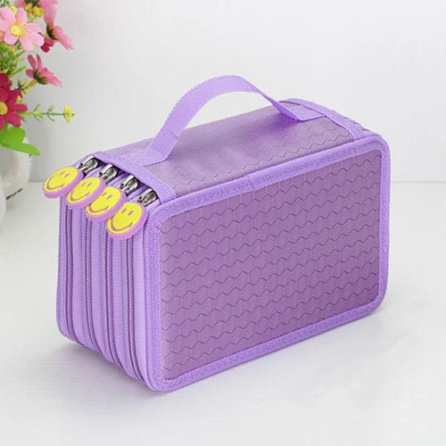 32/48/72 Holes Pencil Case for Colored Pencils Multifunction Large Capacity Art Drawing Pen Storage Bag School Stationery