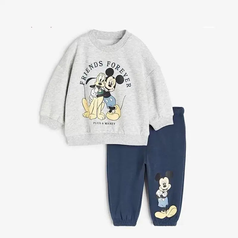 Full-print Minnie Mouse Baby Girls Sweatshirt Set Spring Autumn Clothing Children Tops + Pants Outfits Kids Long Sleeved Suit