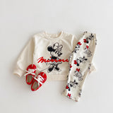 Disney Cartoon Sweatshirt Set Autumn Clothes Popular Design Brand Children's Clothing Long Sleeve Tops + Pants Casual Outfits