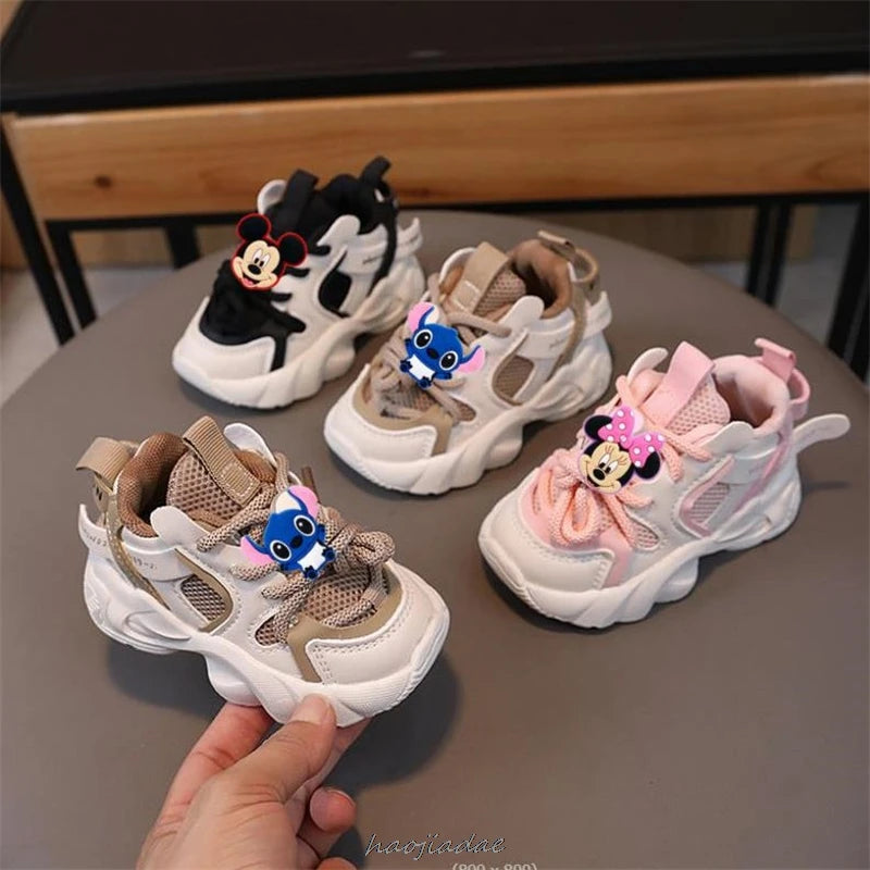 Mickey Minnie Baby Toddler Shoes For Boys Girls Breathable Mesh Little Kids Casual Sneakers Non-slip Children Sport Shoes