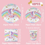 Rainbow Unicorn Disposable Tableware Happy 1st Birthday Party Decorations Kids Unicorn Theme Wedding Baby Shower Girls Supplies