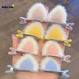 2Pcs/Set New Cute Solid Rabbit Ears Clips for Baby Girls Handmade Kawaii Barrettes Headwear Kids Hair Accessories