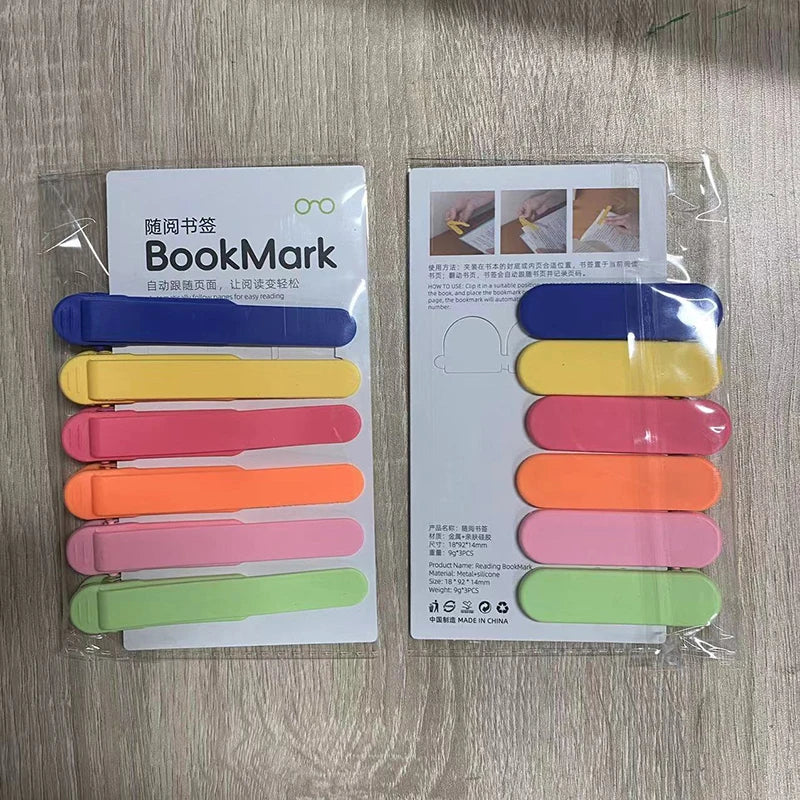 1/3/6Pcs Silicone Bookmark Automatically Follows Page Flipping Student Bookmarks Office Stationery Home Office School Supplies