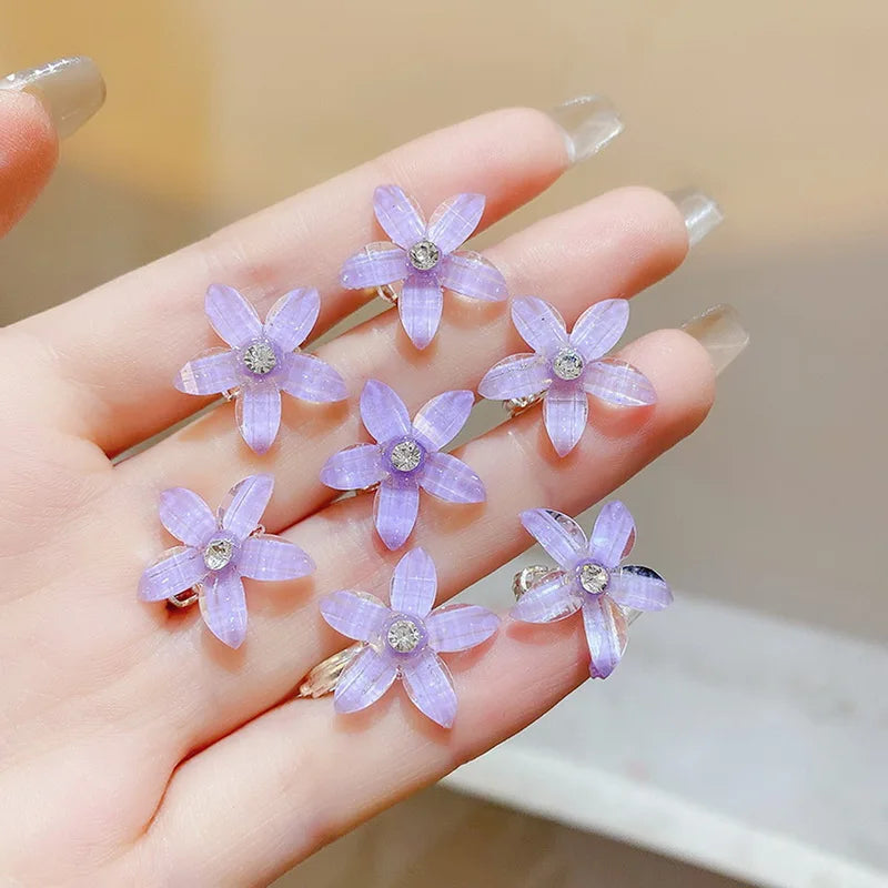 10PCS/Set Hair Clip Braided Hair Small Flower Hair Buttons Hairpin Girl Cute Headdress Girl Mini Hair Claw Hair Accessories