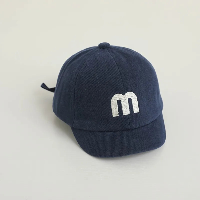 Korean Letter Embroidered Baby Cap Summer Toddler Boys Girls Cotton Baseball Caps Solid Color Kids Adjustable Peaked Hat
