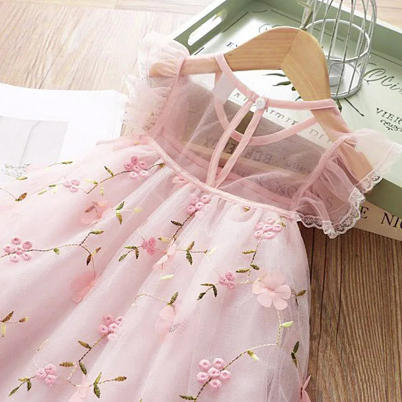 Summer New Floral Baby Girl Princess Dress, Wedding Party Children'S Clothing