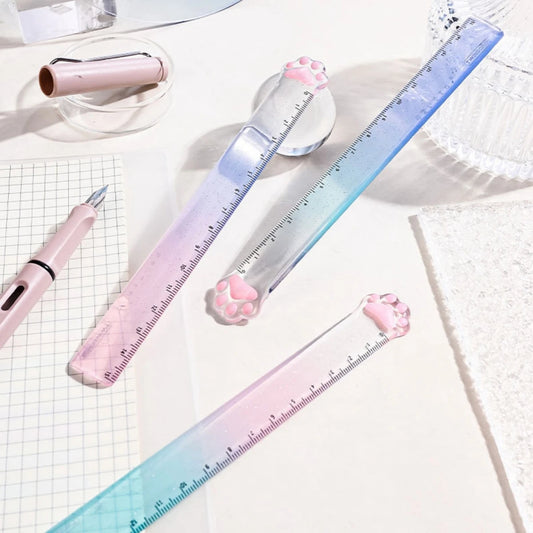 15M Cat Claw Cute Straight Ruler Gradient Measuring Tool Korean Style School Stationery Supply Kawaii Accessories