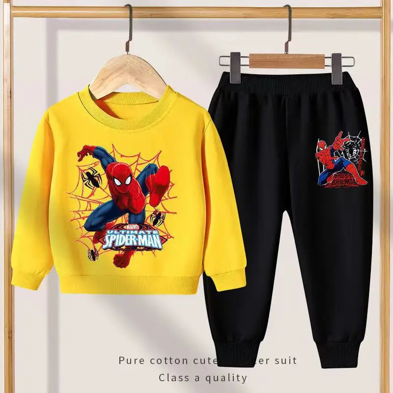 Disney Spring Autumn New Products Boys Girls Clothes Set Spider-Man Hoodies Coat + Pants 2PCS Set Casual Kids Sportswear