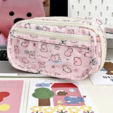 Cartoon Pink Capybara Pencil Storage Bag Kawaii Pencil Box Large Capacity Pencil Case School Stationery Case Makeup Bag