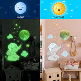 Cartoon Bunny Balloon Luminous Wall Stickers Glow In The Dark Wallpaper For Kids Room Living Room Nursery Home Decoration Decals