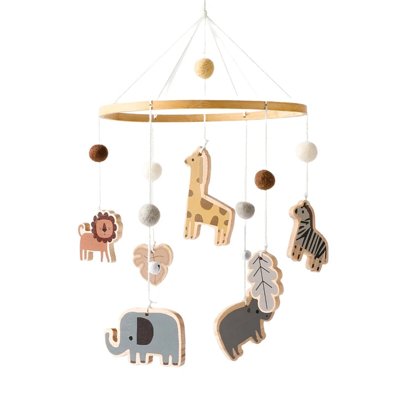 Baby Crib Bed Bell Musical Box Holder Arm Toy Foldable Imitation Wood Grain Infant Bed Decoration Toys Baby Bed Toys Educational