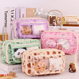 Capybara Multi-Layer Large Capacity Pencil Case Cartoon Stationery Organizer Cute Multi-Functional Pen Pouch for School Supplies