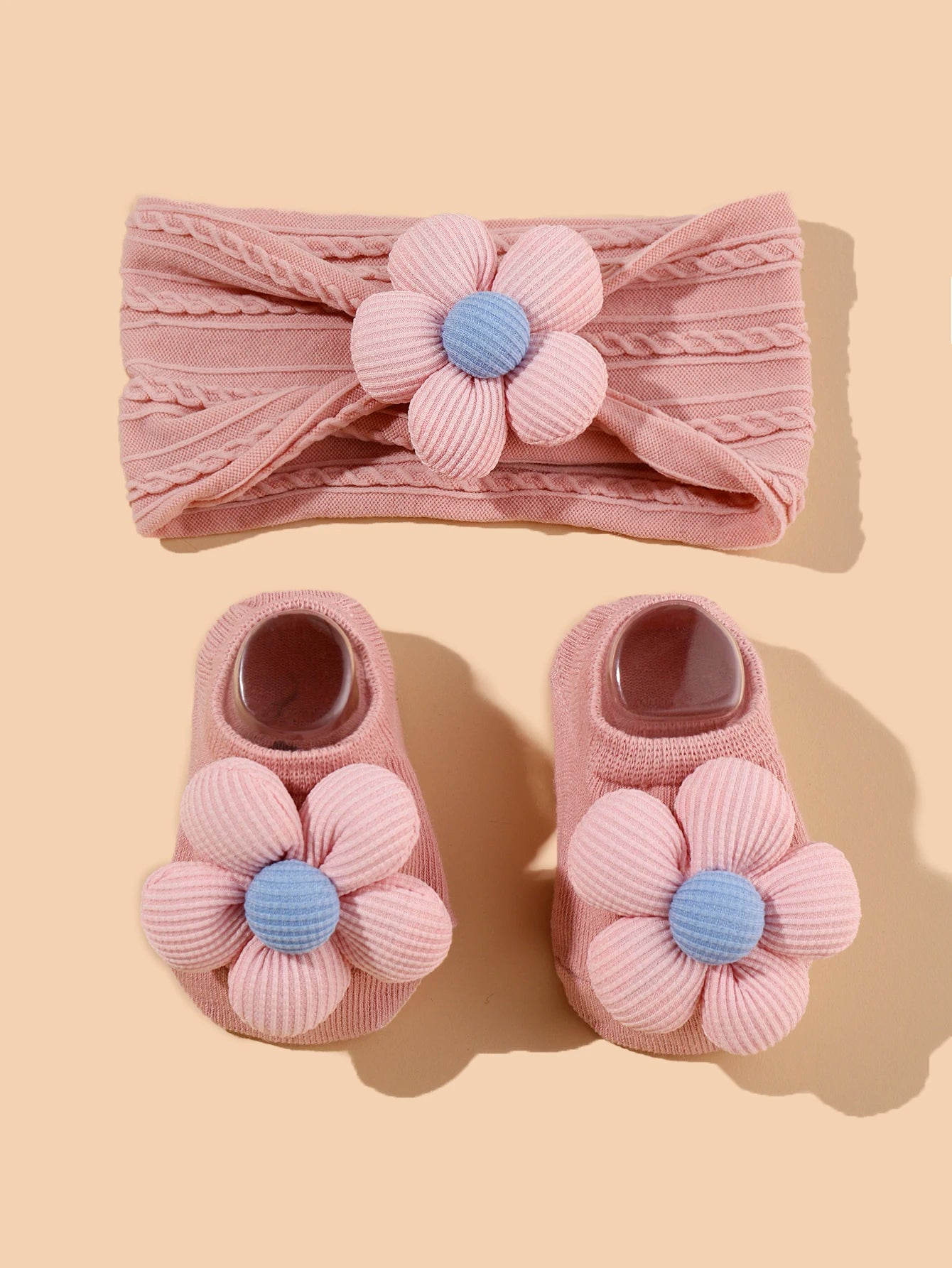 2 Pcs/Set Baby Girls Headband Socks Set Newborn Girls Cute Flowers Toddler Princess Sock Autumn Infant Hair Accessories Gift