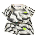 Summer Baby Boy Girls Clothes Set Children Stripe Tshirts and Shorts 2 Pieces Suit Kid Top Bottom Outfits Casual Tracksuits