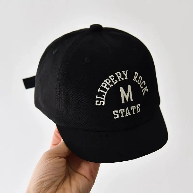 Korean Letter Embroidered Baby Cap Summer Toddler Boys Girls Cotton Baseball Caps Solid Color Kids Adjustable Peaked Hat