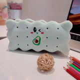 Kawaii Pencil Case High Capacity Plush Cookies Pen Bags Cartoon Brown Pen Box Girls Office School Supplies Stationary