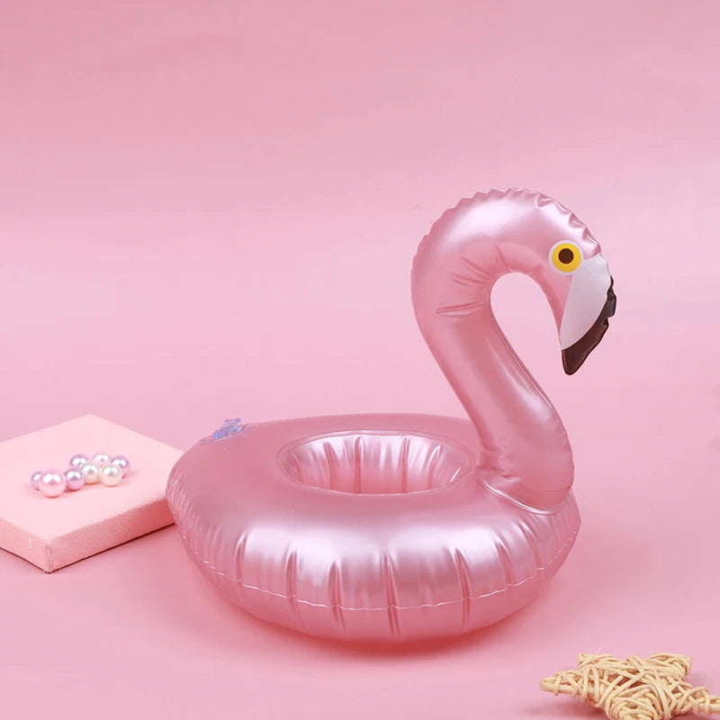 Mini Inflatable Flamingo Pool Float Toys Drink Float Cup Holder Party Toys