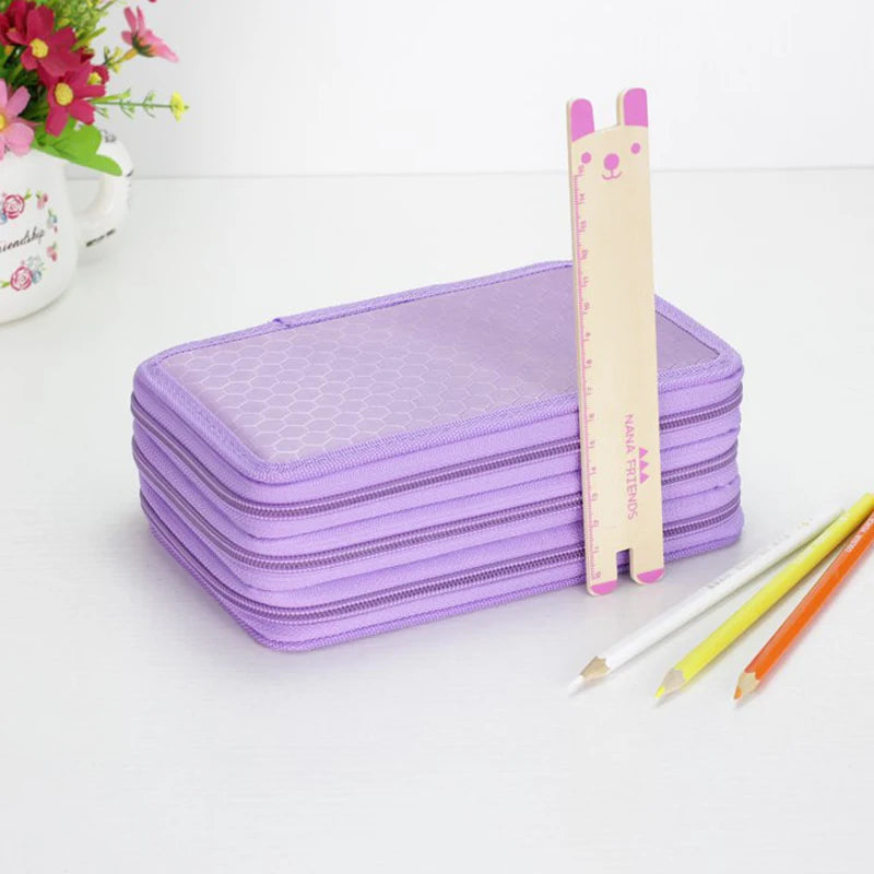 32/48/72 Holes Pencil Case for Colored Pencils Multifunction Large Capacity Art Drawing Pen Storage Bag School Stationery