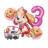 مجموعة بالونات رقمية جديدة من 5 قطع من زينة عيد الميلاد من PAW Patrol على شكل كرة من رقائق معدنية من Chase Marshall Skye، لوازم حفلات الأطفال