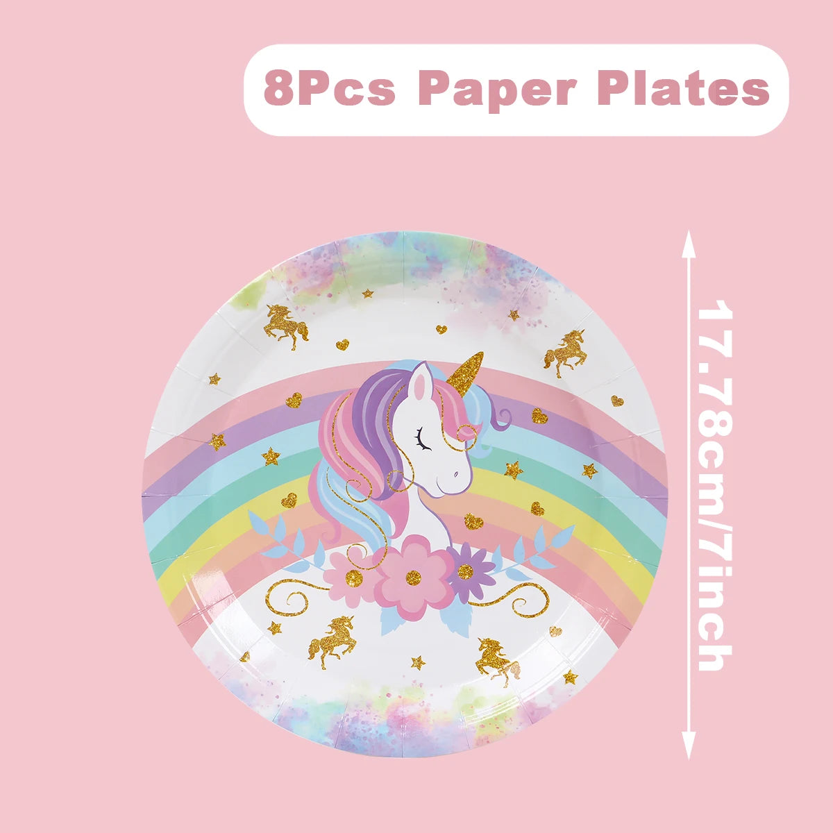 Rainbow Unicorn Disposable Tableware Happy 1st Birthday Party Decorations Kids Unicorn Theme Wedding Baby Shower Girls Supplies