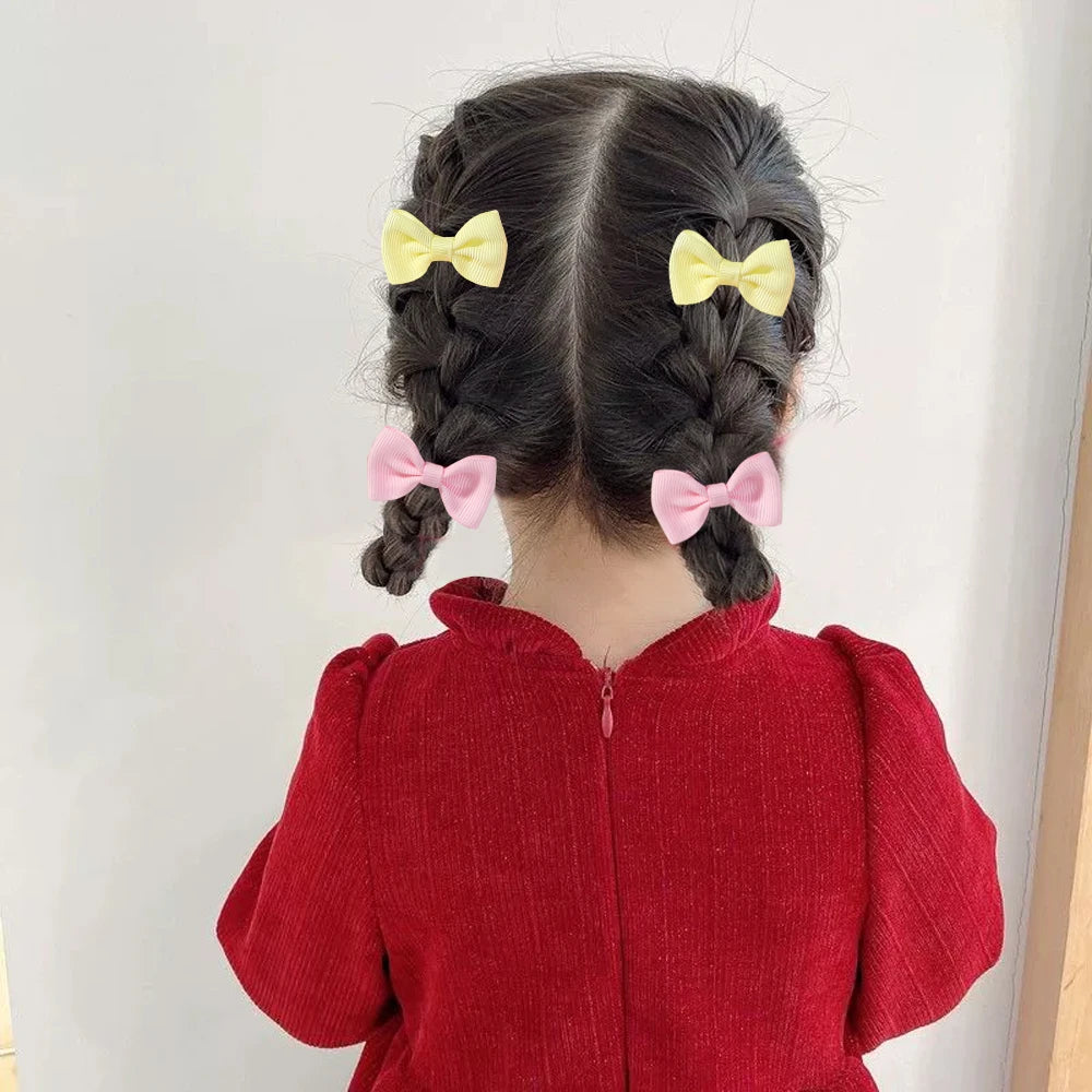 10Pcs/Set Mini Bows Elastic Hair Bands For Cute Girls Nylon Rubber Band Hair Rope Ponytail Holder Headwear Kids Hair Accessories