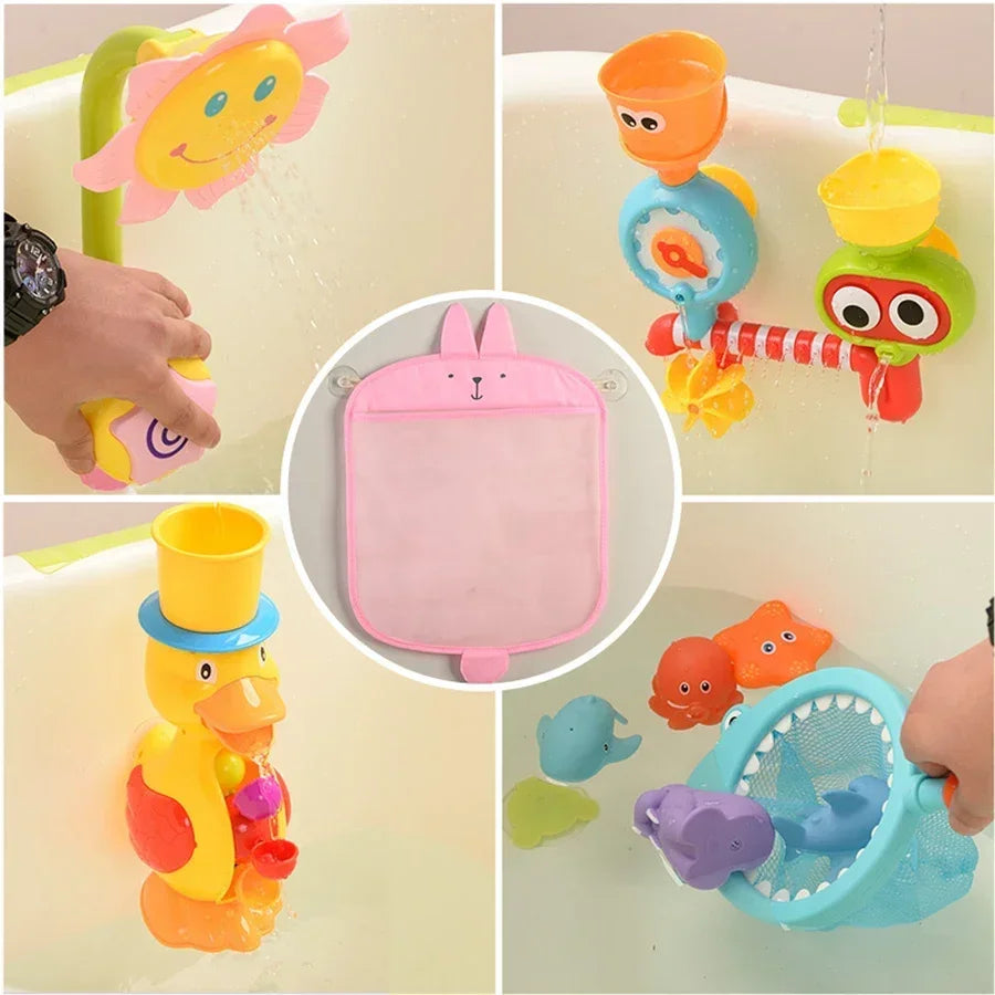 New Baby Bathroom Mesh Bag Sucker Design For Bath Toys Kids Basket Cartoon Animal Shapes Cloth Sand Toys Storage Net Bag