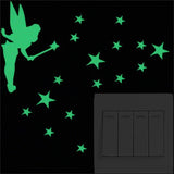 Stars Sticker Cat Sticker Glow in the Dark Luminous Decoration Cartoon Moon Fairy Kid Room Fluorescent Switch Sticker Home Decor