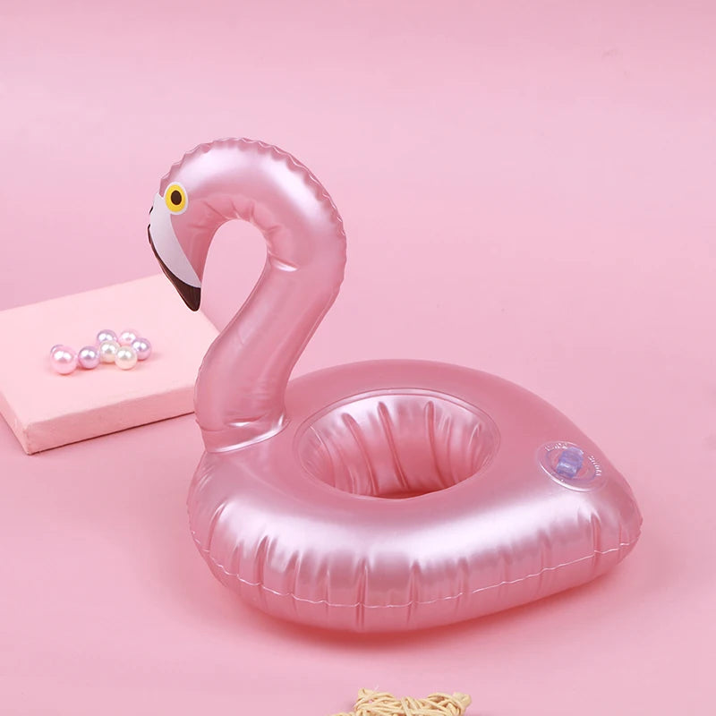 Mini Inflatable Flamingo Pool Float Toys Drink Float Cup Holder Party Toys