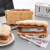 Kawaii Pencil Case High Capacity Plush Cookies Pen Bags Cartoon Brown Pen Box Girls Office School Supplies Stationary